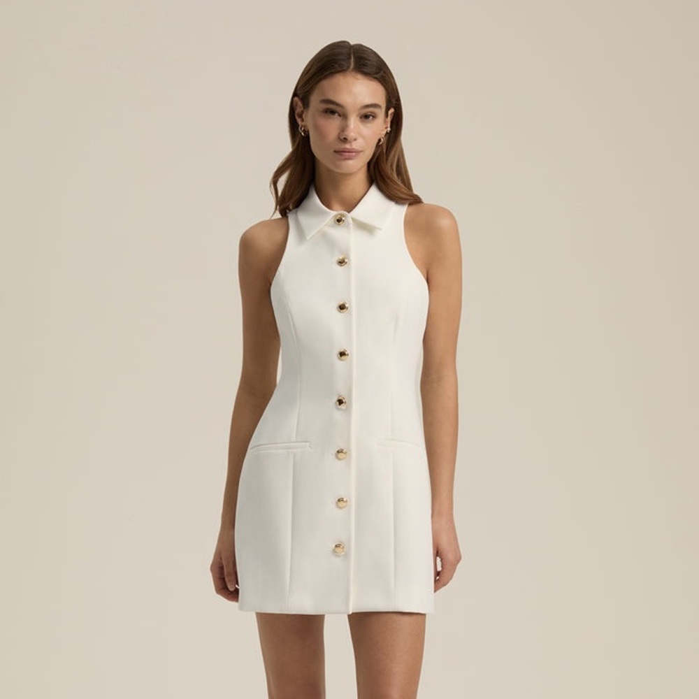 Favorite Daughter Cream Button-Down Mini Dress